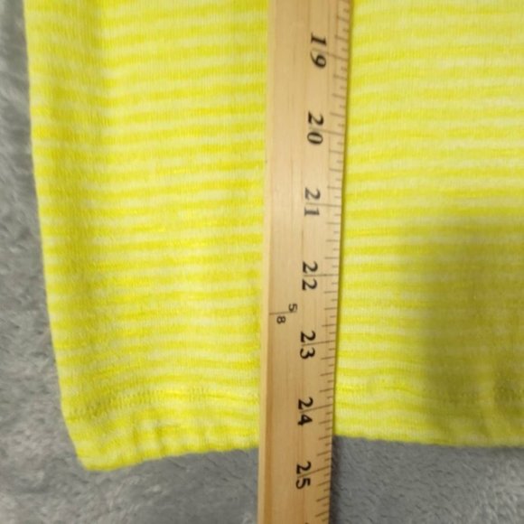 Zella Womens Blouse Yellow Stripe Short Sleeve Stretch‎ Drawstring M New - Picture 4 of 9